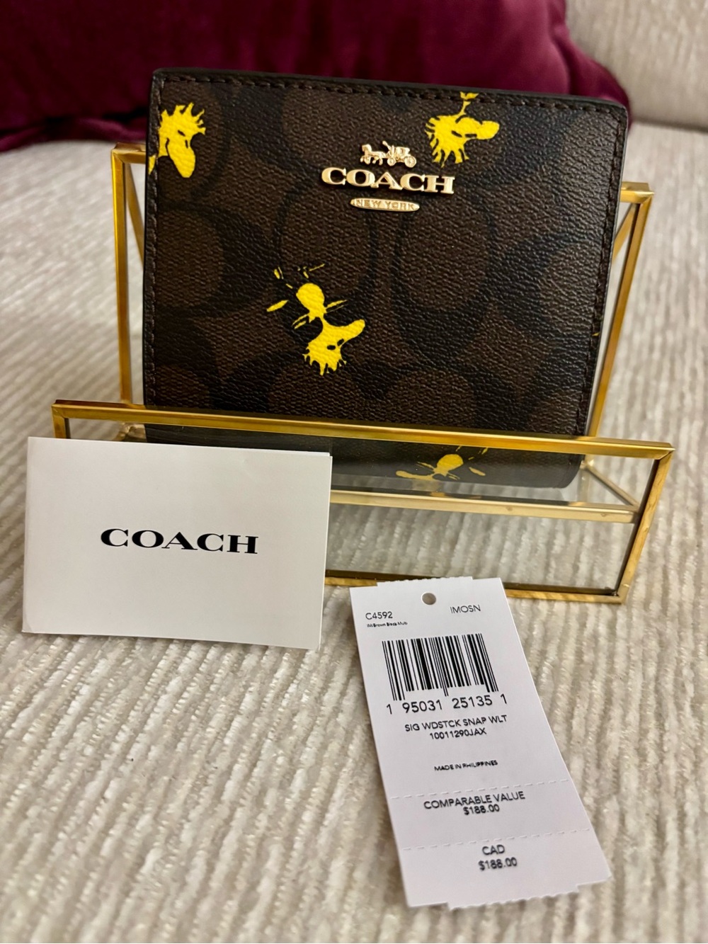 Coach X Peanuts Snap Wallet in Signature Canvas With Woodstock